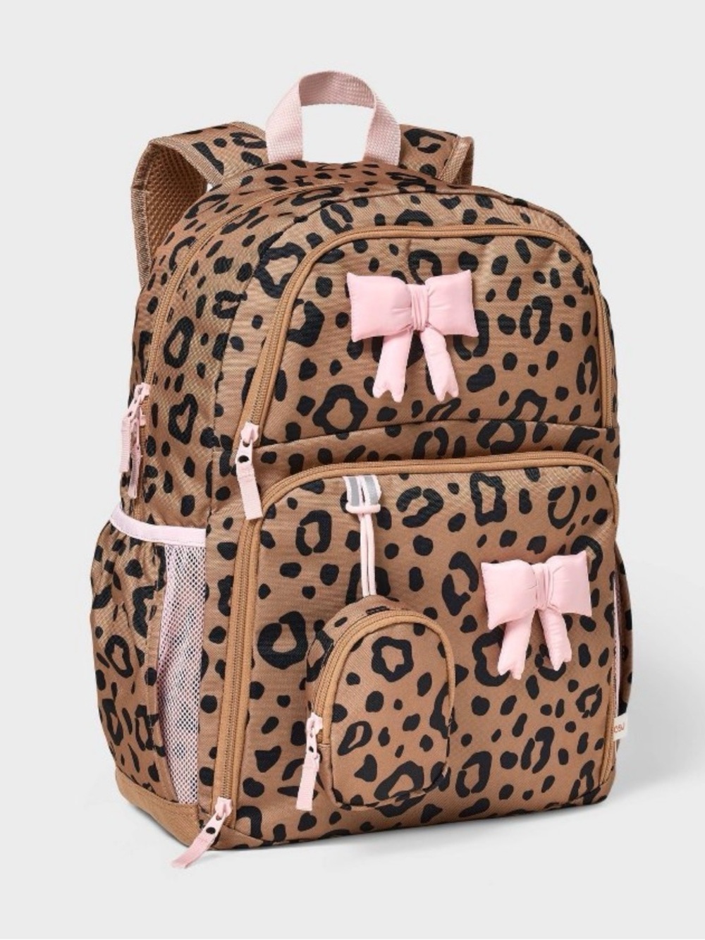 Cat & Jack Leopard Print Zipper Backpack Pink Bows NWT Viral